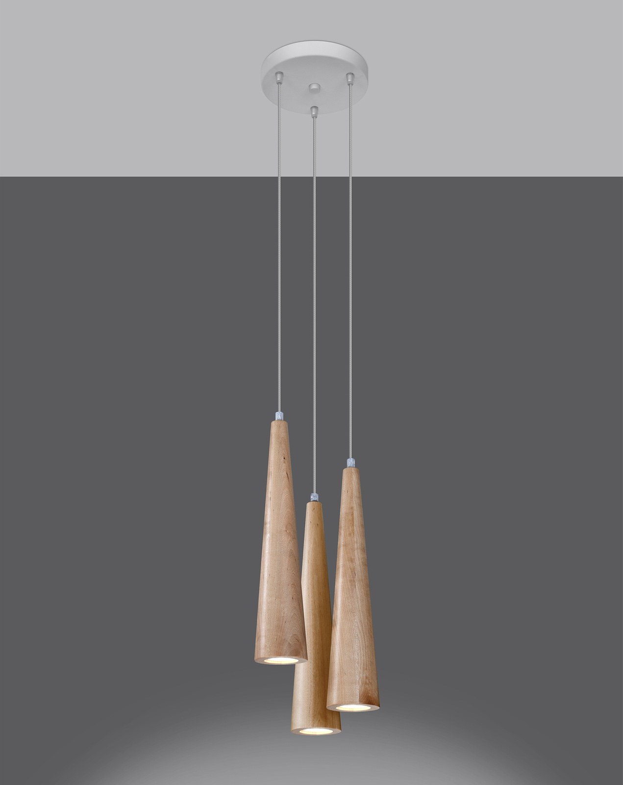 Lampa wisząca SULA 3P naturalne drewno - obrazek 3