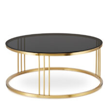 Vivien duży okrągły stolik kawowy szkło styl glamour Złoty Grafitowy