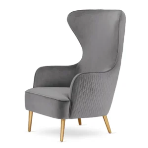 Fotel Sigal jasnoszary velvet premium – elegancki uszak wypoczynkowy, złote nogi