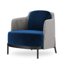 Stylowy fotel wypoczynkowy Empoli glamour granatowy velvet - pepitka, czarna podstawa