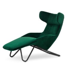 Designerska leżanka Atero velvet Butelkowy (SWAN-16) – nowoczesny fotel wypoczynkowy