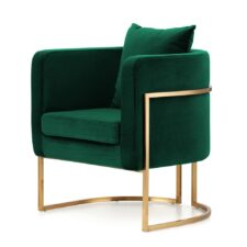 Fotel Miriam Velvet nowoczesny do salonu styl glamour Butelkowy (SWAN-16) Złota