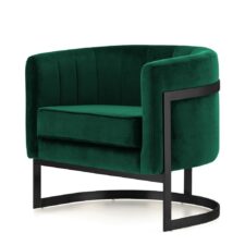 Fotel wypoczynkowy do salonu Madame butelkowy velvet – nowoczesny czarny stelaż