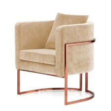 Designerski fotel glamour Miriam Velvet beżowy – różowe złoto i elegancki styl