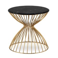 okrągły stolik kawowy glamour chrom marmur Passato Czarno/biały