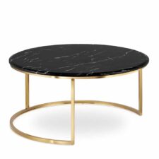 Argan duży okrągły stolik kawowy marmur styl glamour Czarno/biały Złoty