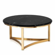 Stolik Marron mały okrągły stolik kawowy marmur stylu glamour Czarno/biały Złoty