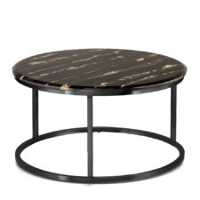 Argan mały okrągły stolik kawowy marmur styl glamour Czarny Czarny
