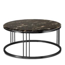 Vivien duży okrągły stolik kawowy marmur styl glamour Czarny Czarny