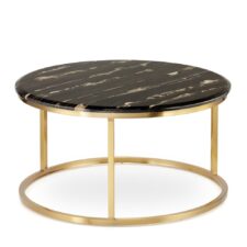 Argan mały okrągły stolik kawowy marmur styl glamour Czarny Złoty