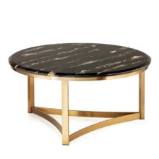 Stolik Marron mały okrągły stolik kawowy marmur stylu glamour Czarny Złoty
