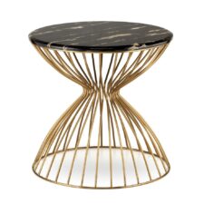 okrągły stolik kawowy glamour chrom marmur Passato Czarny