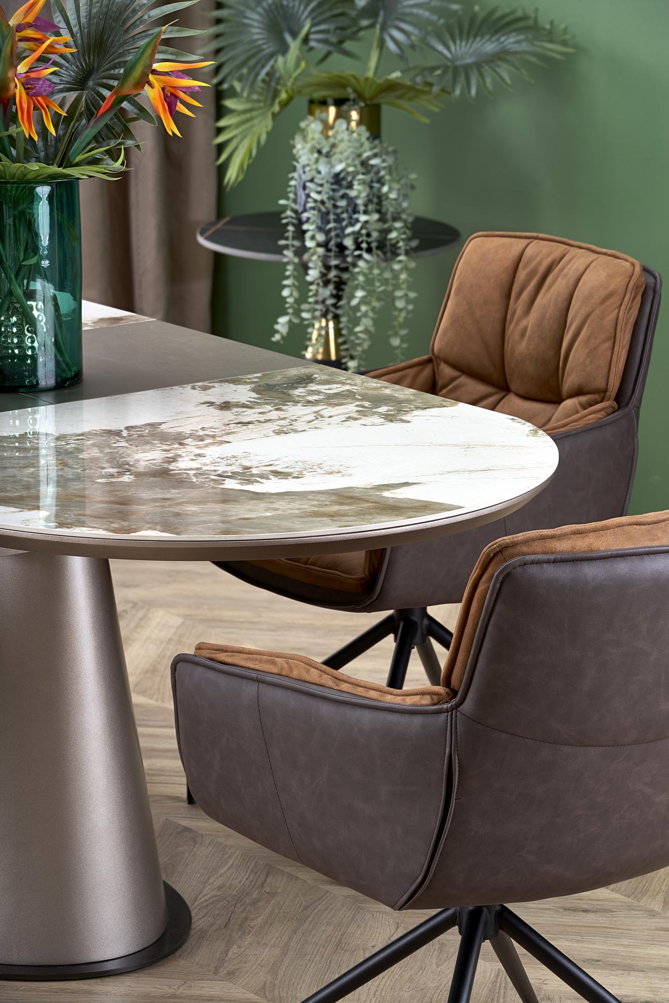 ROBINSON stół rozkładany, beżowy marmur / cappuccino / czarny - obrazek 7