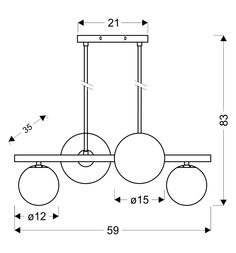 Kama lampa wisząca czarny+złoty 4x28w g9 klosz biały - obrazek 6