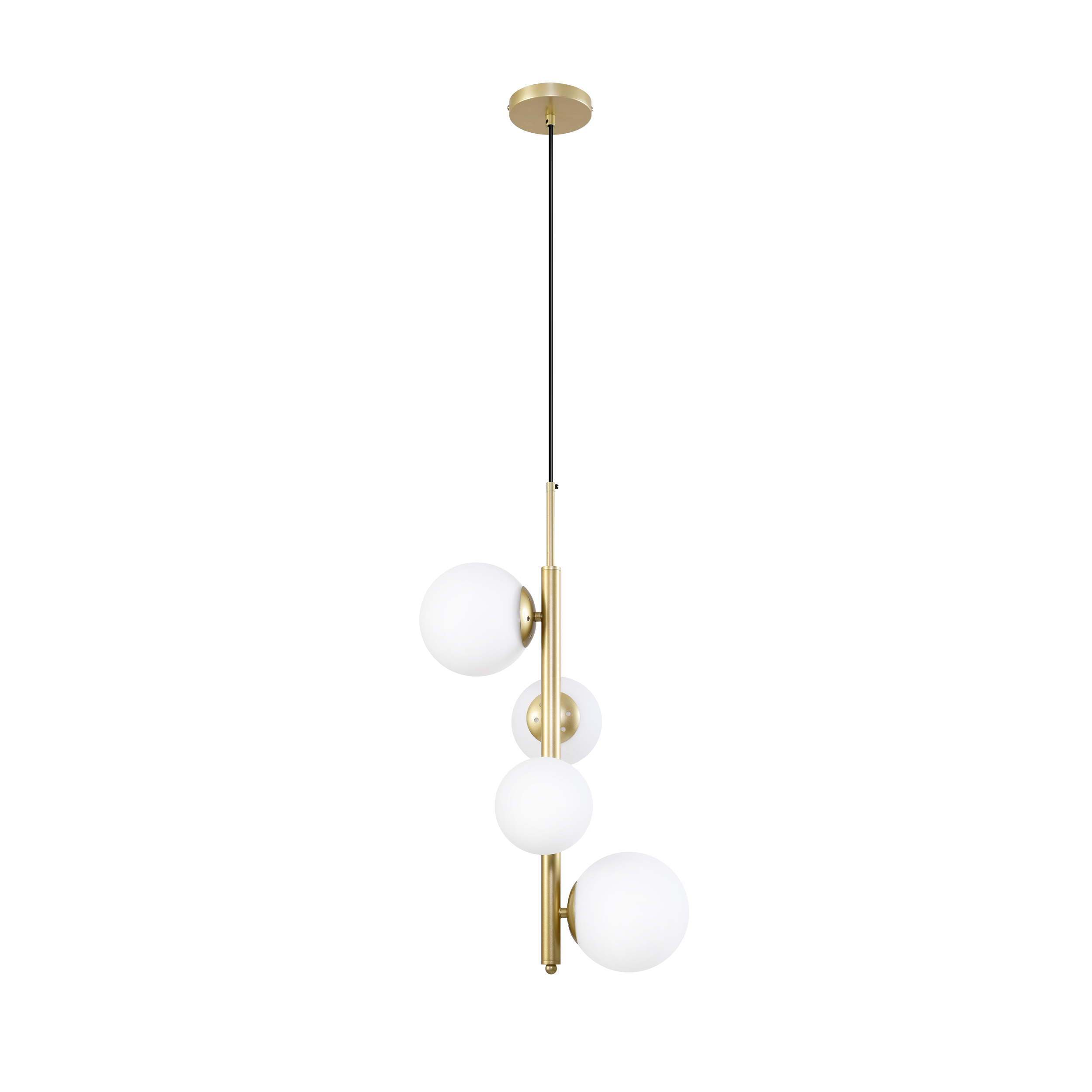 Lampa wisząca CORDEL elegancka - złoty mosiądz z białymi kloszami kulkami - designerska lampa do salonu 4x G9 LED - obrazek 7
