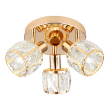 DUBAI LAMPA SUFITOWA PLAFON SAT ZŁOTY 3X40W E14 KLOSZ ZŁOTY Z KRYSZT TRANSP