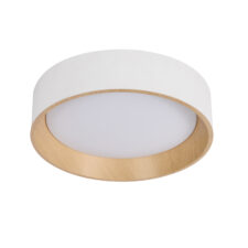 LAZIO LAMPA SUFITOWA PLAFON BIAŁO DREWNIANY 24W LED 40 CM KLOSZ BIAŁY