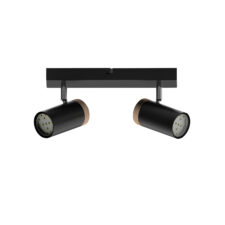LAGOS LAMPA SUFITOWA CZARNY 2X15W GU10 KLOSZ CZARNY+DREWNIANY