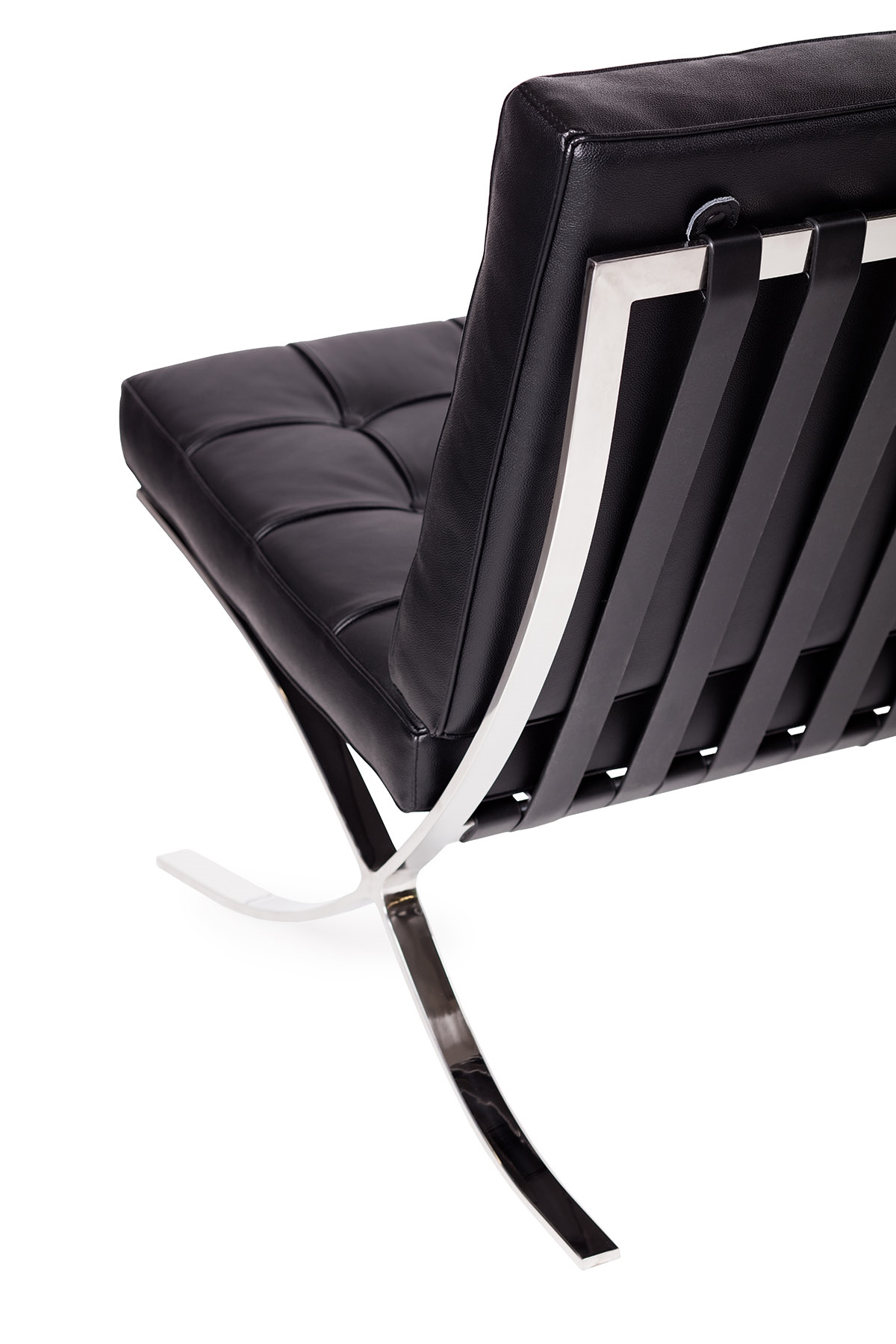 Sofa dwuosobowa BARCELON czarna - włoska skóra naturalna, stal - obrazek 3