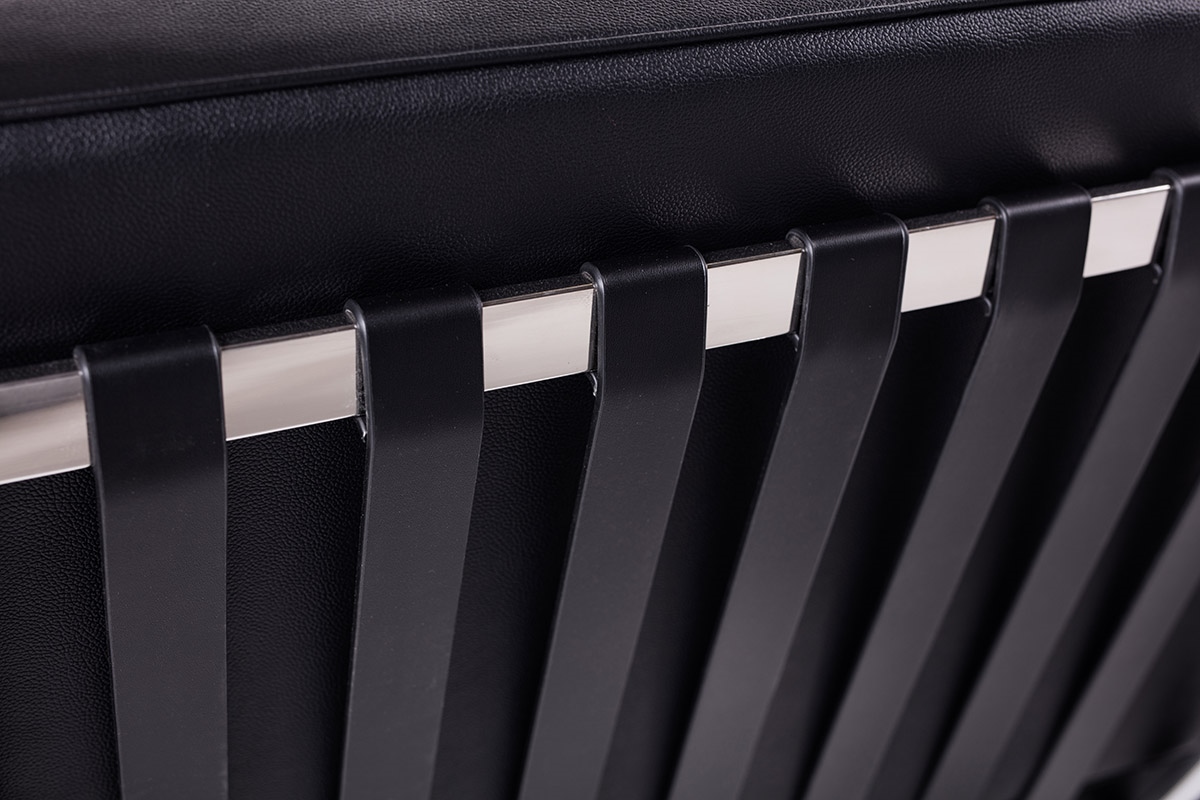 Sofa dwuosobowa BARCELON czarna - włoska skóra naturalna, stal - obrazek 6