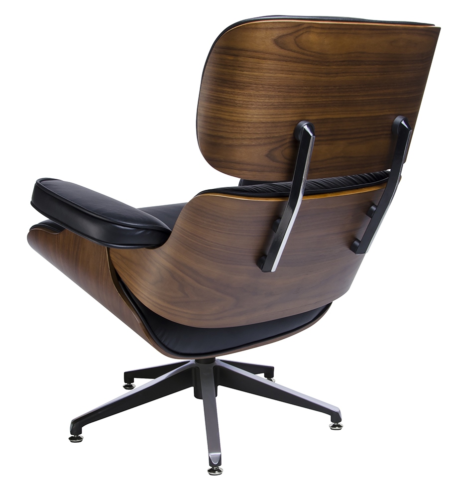 Fotel LOUNGE czarny / orzech z podnóżkiem - obrazek 7