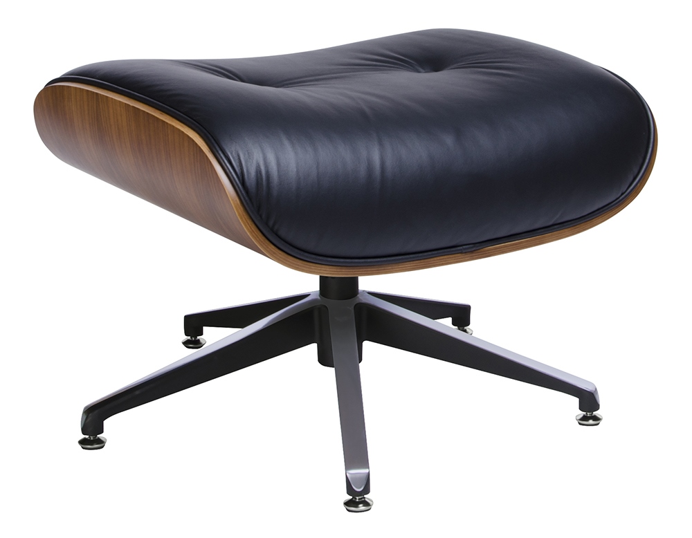 Fotel LOUNGE czarny / orzech z podnóżkiem - obrazek 8