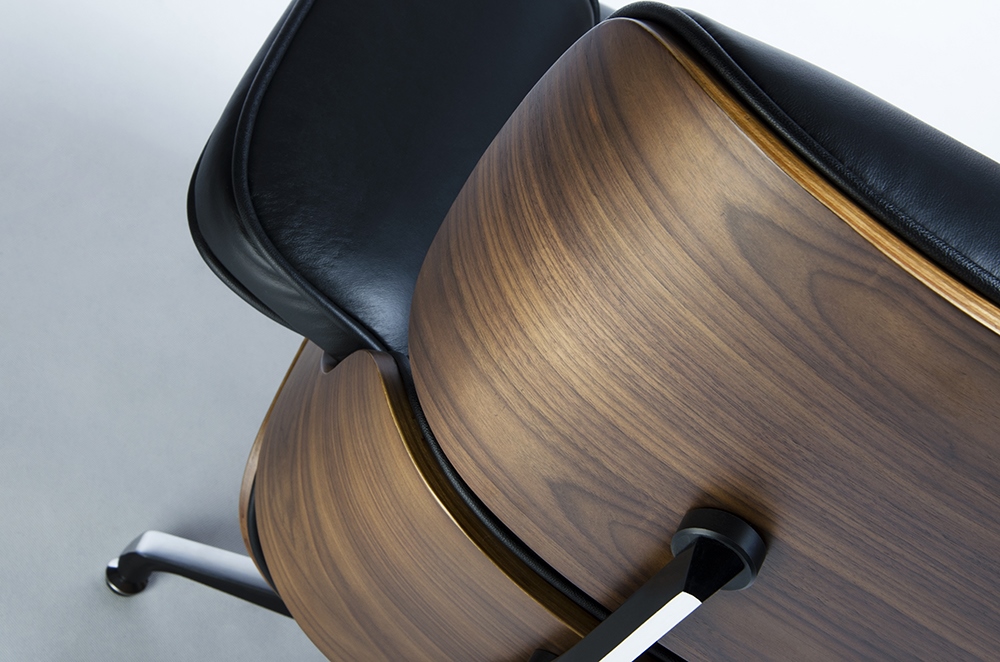 Fotel LOUNGE czarny / orzech z podnóżkiem - obrazek 10