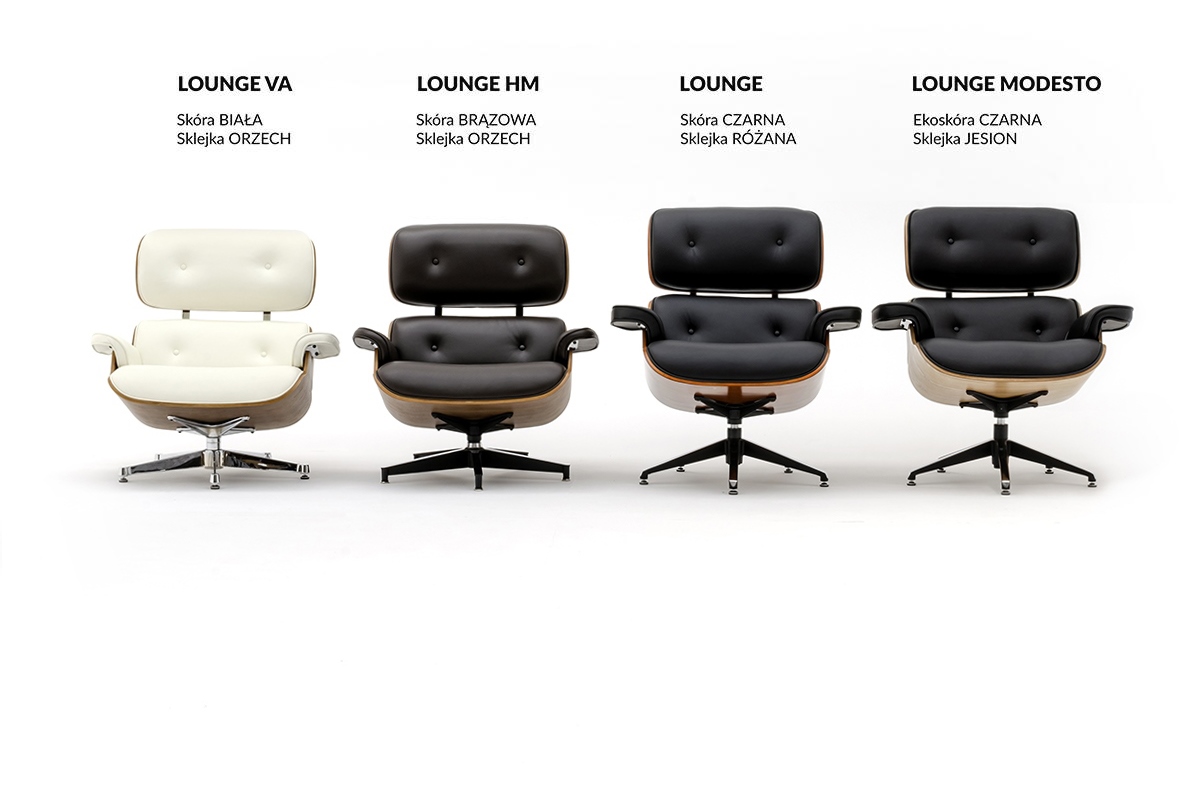 Fotel LOUNGE czarny / orzech z podnóżkiem - obrazek 16