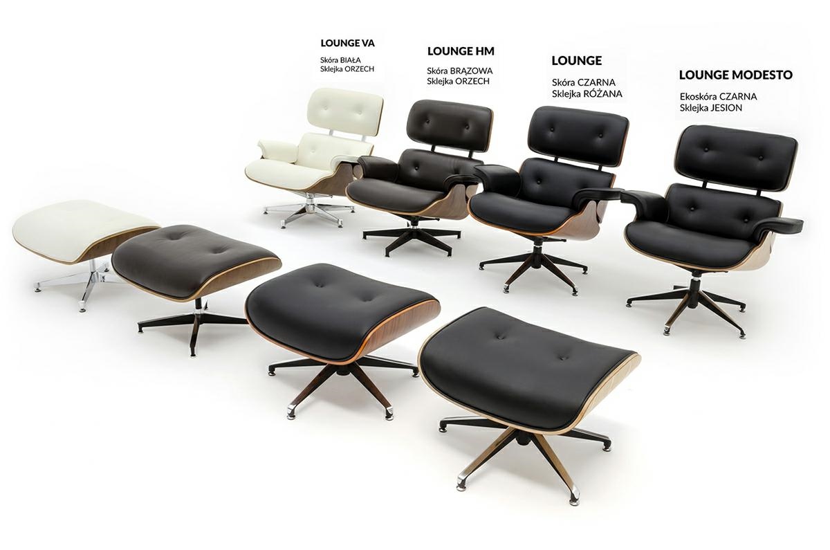 Fotel LOUNGE czarny / orzech z podnóżkiem - obrazek 17