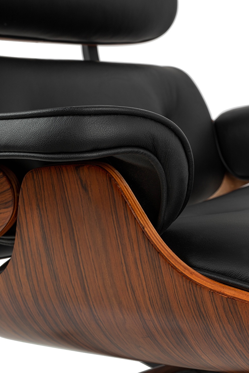 Fotel LOUNGE HM czarny / róża z podnóżkiem - obrazek 6