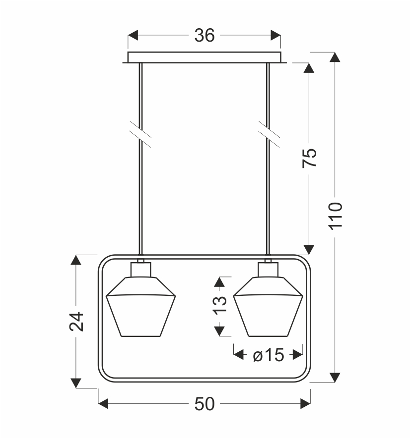 NIKO LAMPA WISZĄCA CZARNY 2X40W E27 KLOSZ BEZBARWNY KARBOWANY - obrazek 4