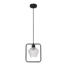 NIKO LAMPA WISZĄCA CZARNY 1X40W E27 KLOSZ BEZBARWNY KARBOWANY