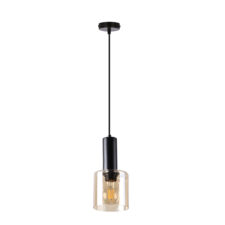 ISAR LAMPA WISZĄCA CZARNY 1X40 E27 KLOSZ BURSZTYNOWY