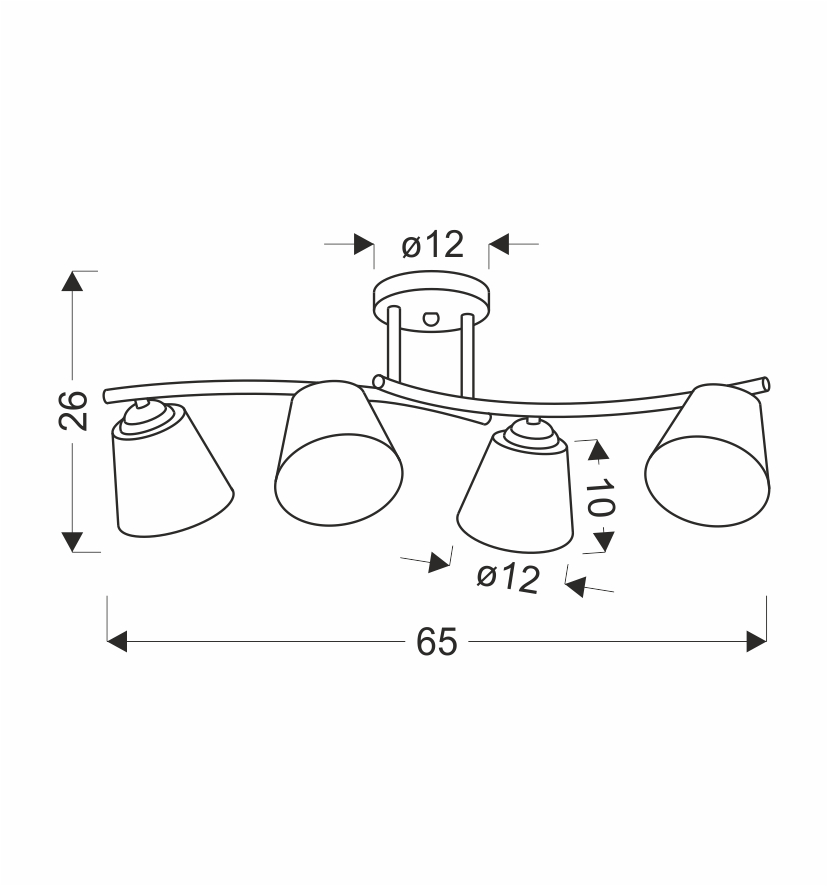 GRECO LAMPA SUFITOWA CZARNY+ZŁOTY 4X40 E27 KLOSZ BIAŁY - obrazek 4