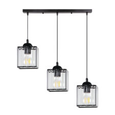 GLASSIA LAMPA WISZĄCA CZARNY 3X40 E27 KLOSZ CZARNY+KRYSZTAŁY BEZBARWNE