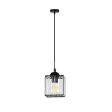 GLASSIA LAMPA WISZĄCA CZARNY 1X40 E27 KLOSZ CZARNY+KRYSZTAŁY BEZBARWNE