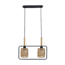 CROWN LAMPA WISZĄCA CZARNY 2X40W E27 ABAŻUR BEŻOWY