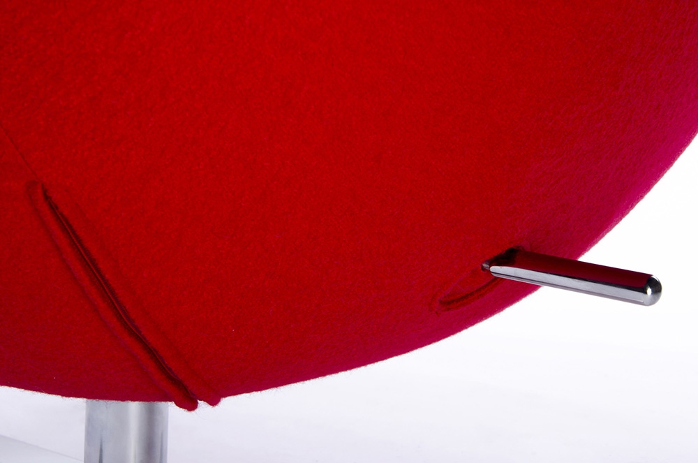 Fotel EGG SZEROKI czerwony.1 - wełna, podstawa stal - obrazek 7
