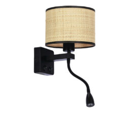 POLO LAMPA KINKIET CZARNY 1X40W E27+2W LED ABAŻUR BEŻOWY