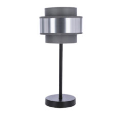 HARE LAMPA STOŁOWA CZARNY 1X60W E27 ABAŻUR SZARY+SREBRNY