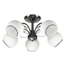 GRAPHITE LAMPA SUFITOWA CZARNY PERŁOWY 5X40 E27 KLOSZ BIAŁY