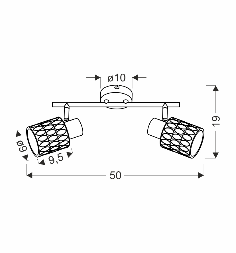 BILL LAMPA SUFITOWA LISTWA CZARNY 2X40W E27 KLOSZ DYMIONY - obrazek 4