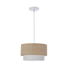 RITANA LAMPA WISZĄCA BIAŁY 1X60 E27 ABAŻUR BEŻOWY+BIAŁY