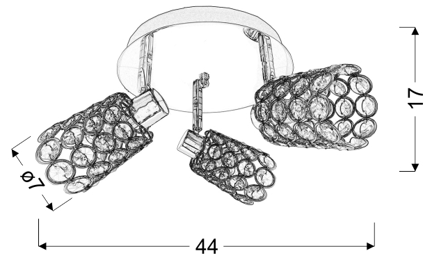 GLOSSY PLAFON 3X40W G9 CHROM - obrazek 3