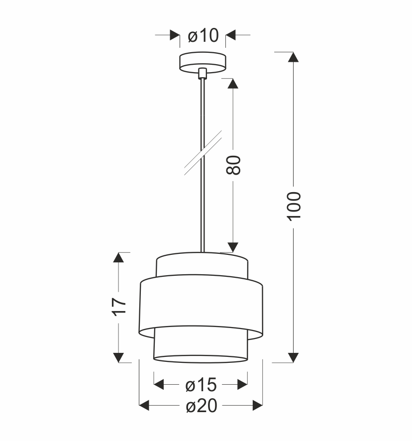 Hare lampa wisząca czarny 1x60W E27 abażur szary+srebrny - obrazek 3