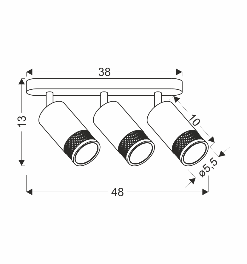Flin lampa sufitowa listwa czarny 3x15W GU10 klosz czarny+złoty - obrazek 3