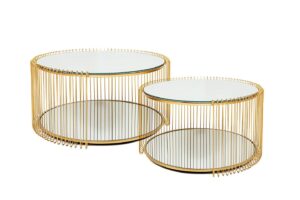 KARE zestaw stolików WIRE DOUBLE I mosiądz