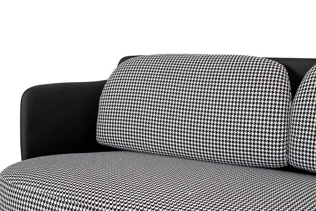 Sofa VENICE tkanina pepitka biało-czarna ekoskóra - złota podstawa - obrazek 4