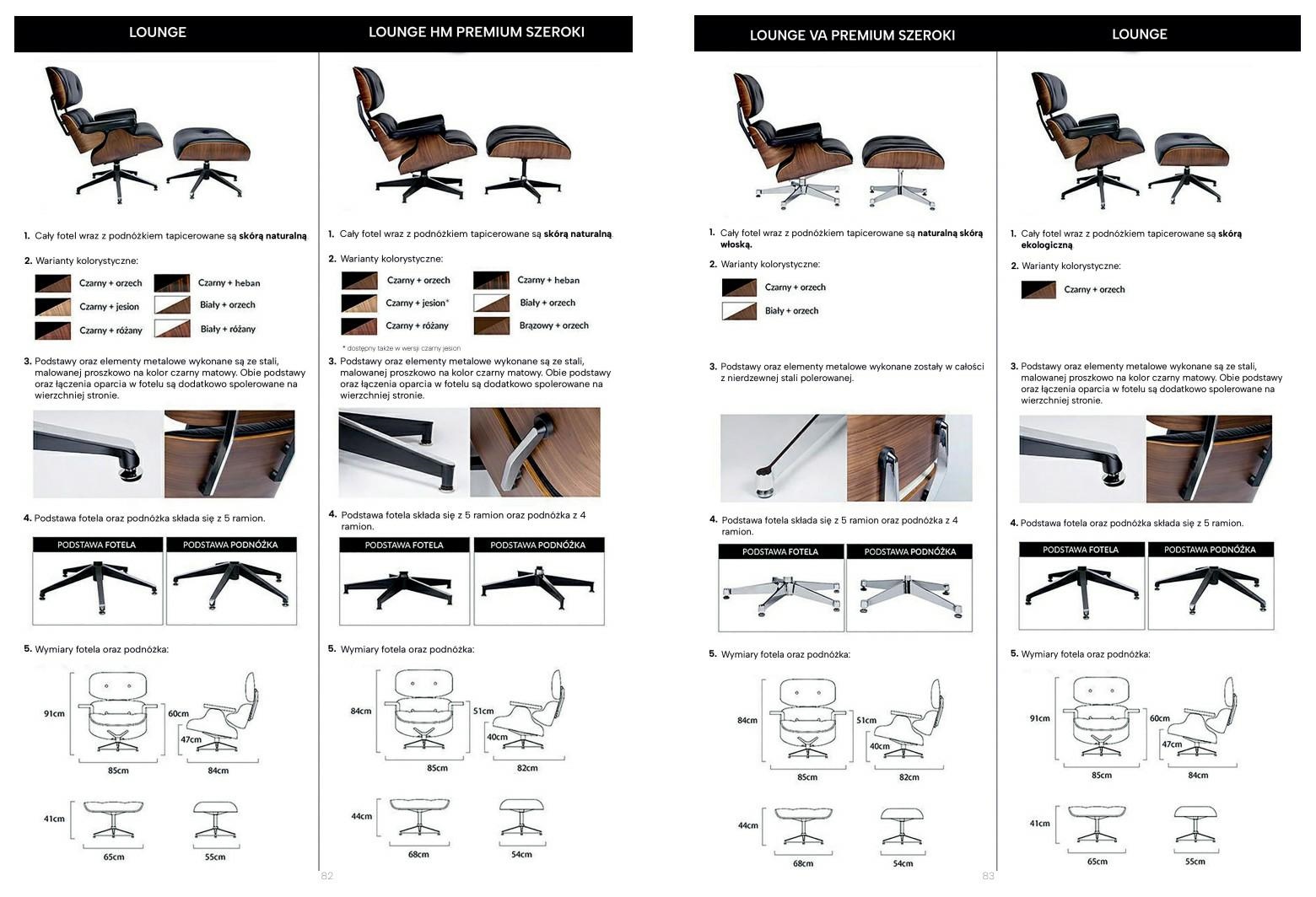 Fotel LOUNGE czarny / orzech - skóra naturalna - obrazek 14