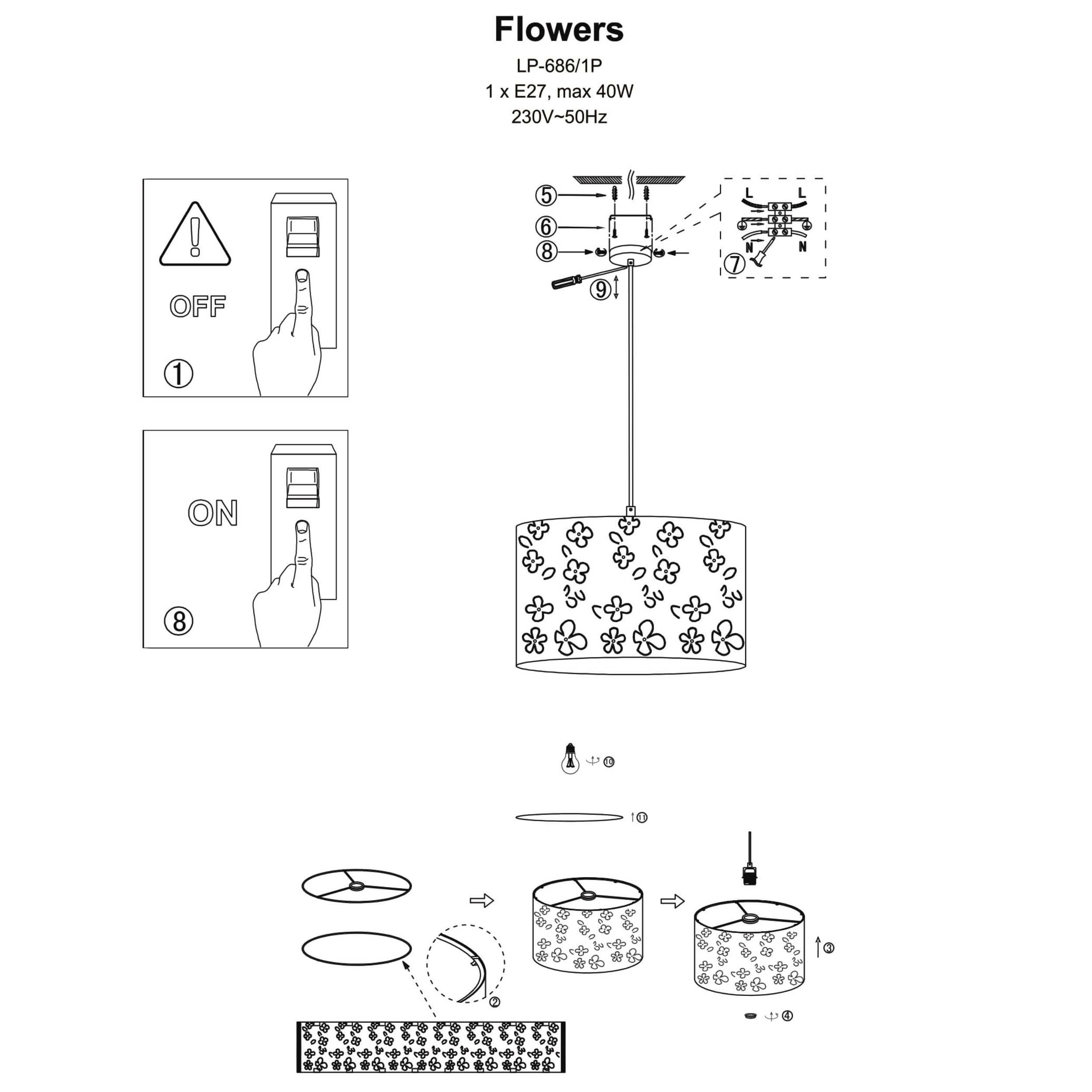 Lampa wisząca dziecięca Flowers biała 1xE27 - obrazek 5